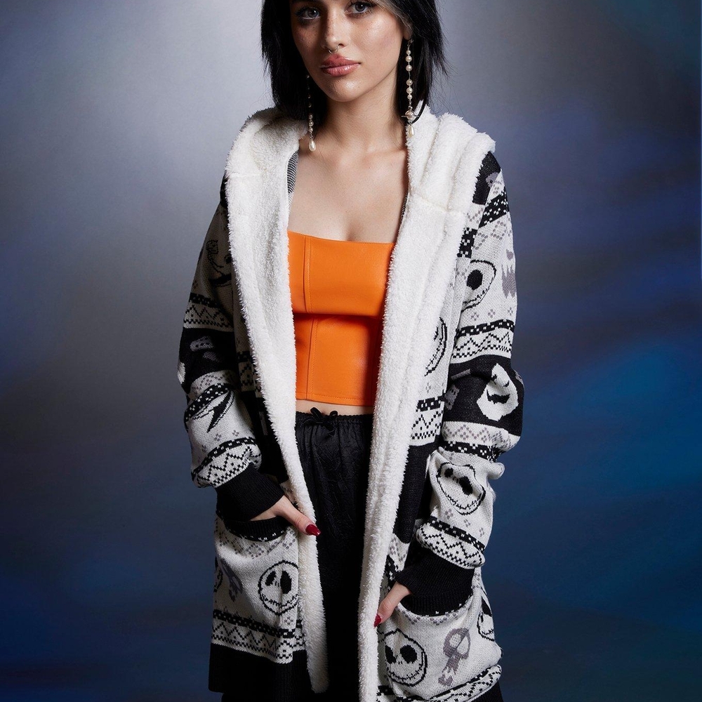 The Nightmare Before Christmas Fair Isle Girls Sherpa Cardigan
